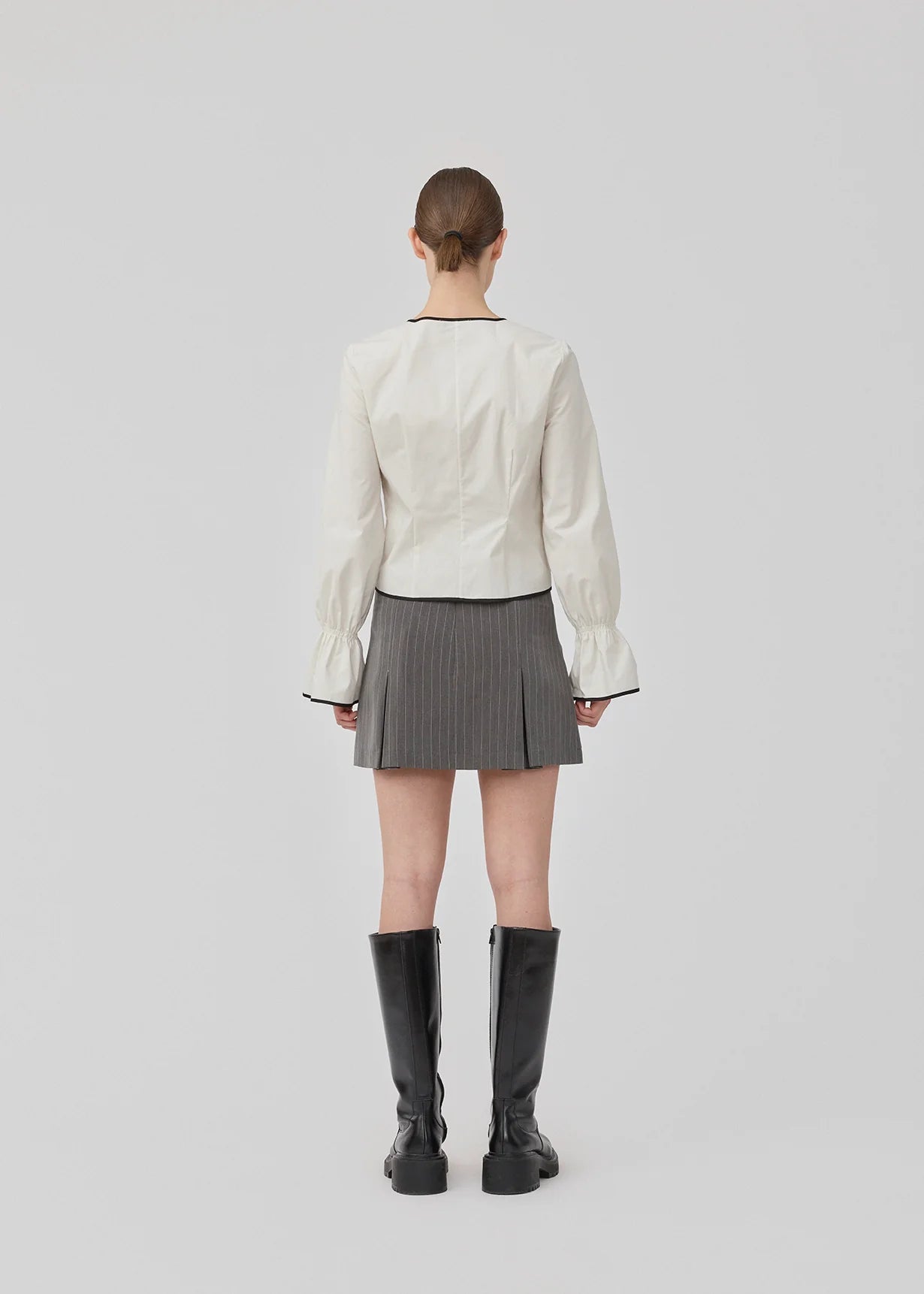 Emilia Bow Skirt - Grey Pinstripe