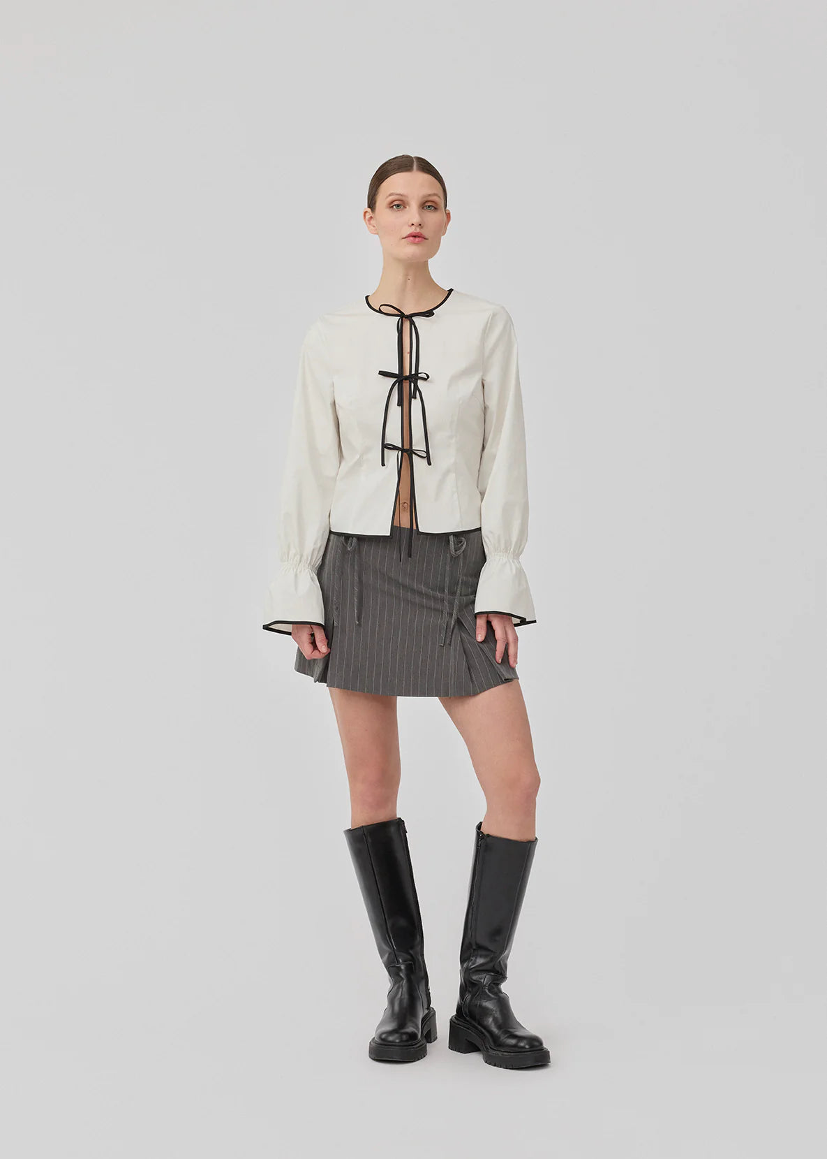 Emilia Bow Shirt - Soft White