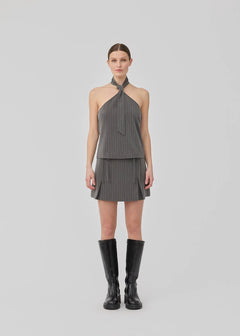 Emilia Bow Skirt - Grey Pinstripe