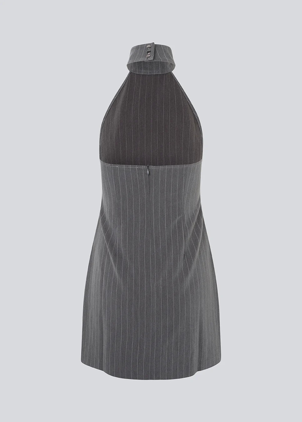 Emilia Halterneck Dress - Grey Pinstripe