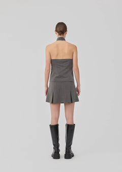 Emilia Tie Top - Grey Pinstripe