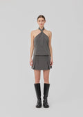 Emilia Tie Top - Grey Pinstripe