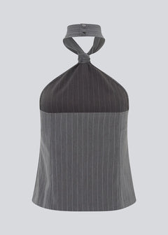 Emilia Tie Top - Grey Pinstripe