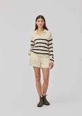 Ivory Stripe V-Neck - Black Summer Sand Stripe