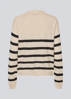 Ivory Stripe V-Neck - Black Summer Sand Stripe