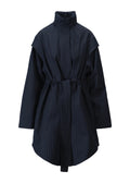 Monsun Coat - Navy Pinstripe