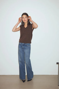 N-Leatrice Knit Vest - Dark Brown