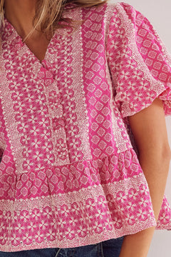 Lorraine Blouse - Pink Sugar Combo