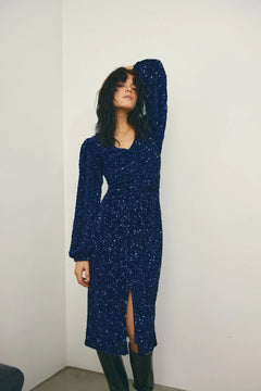 Teagan Lg Dress - Navy Blue