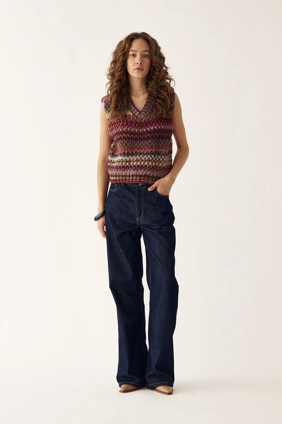 Gio Knit Vest - Rust Mix