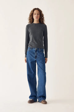 Lidie Ls Top - Dark Grey Melange