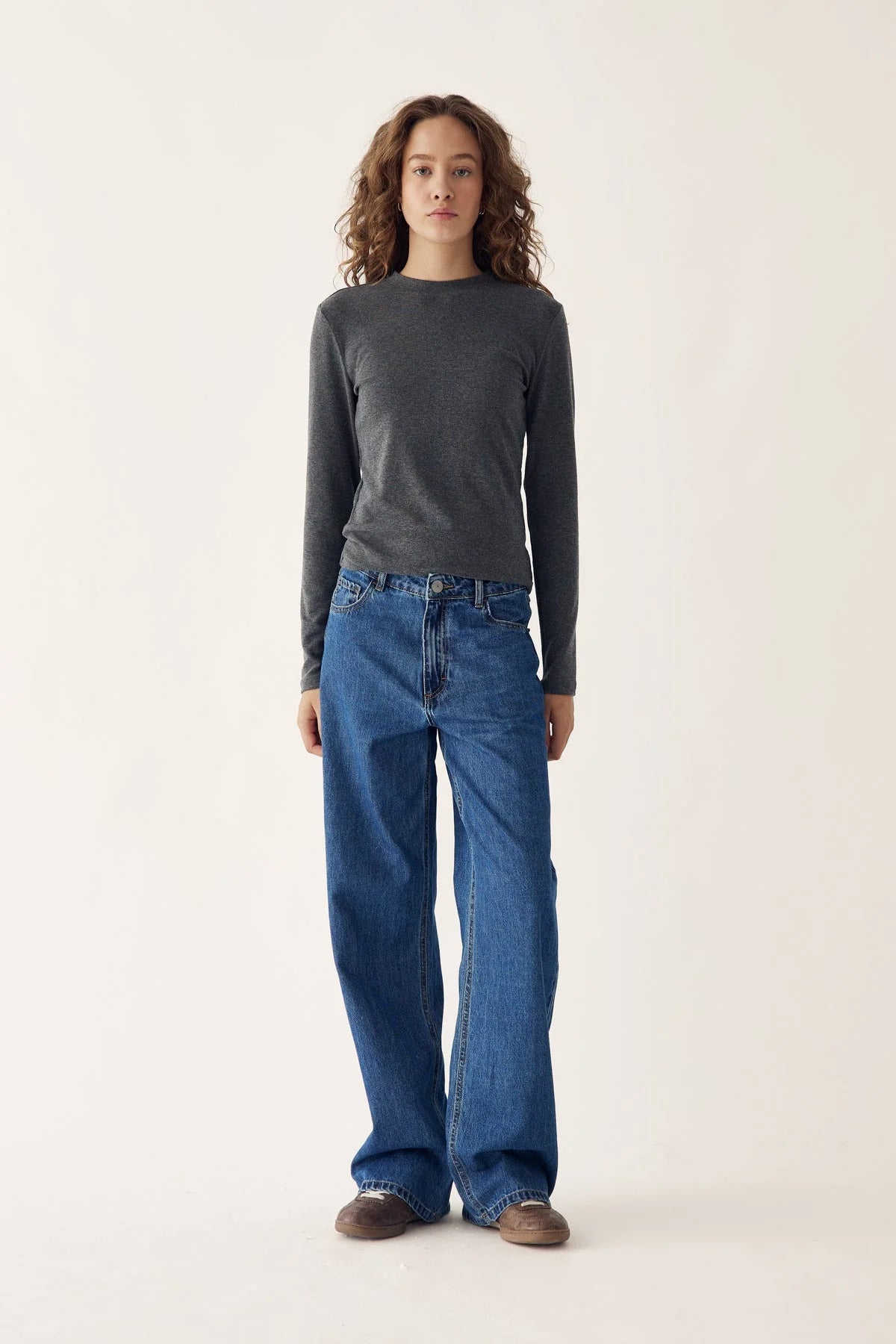 Lidie Ls Top - Dark Grey Melange