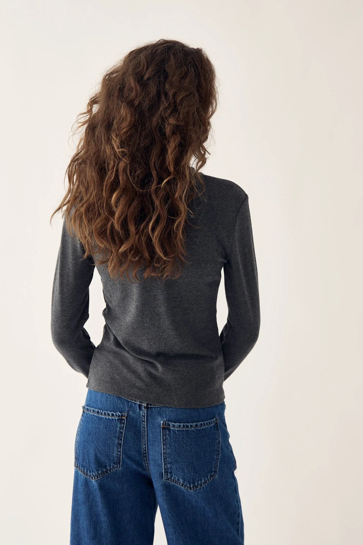 Lidie Ls Top - Dark Grey Melange