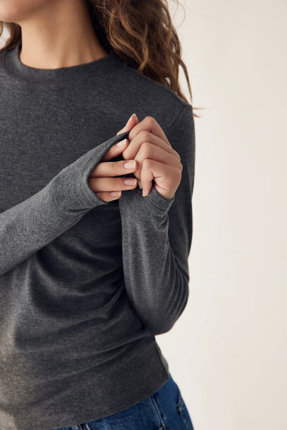 Lidie Ls Top - Dark Grey Melange