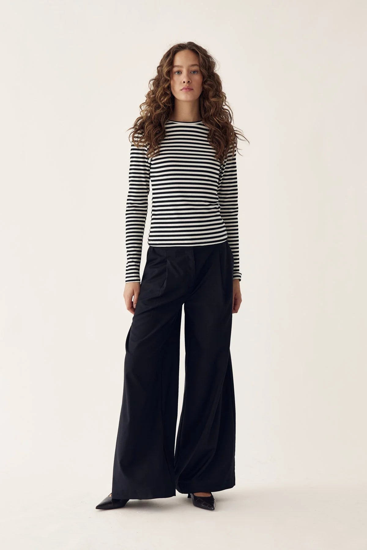 Luana Top - Ivory Black Stripe