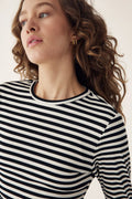 Luana Top - Ivory Black Stripe