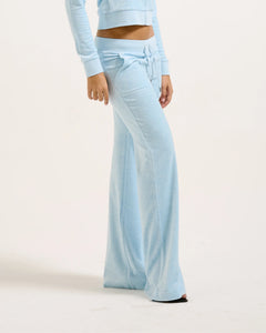 Layla Low Rise Flare Pocketed - Powder Blue Marl