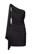 Nelly Draped One Shoulder Mini Dress - Black