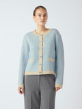 Yaslivia Ls Short Knit Cardigan S. - Birch Clear Sky