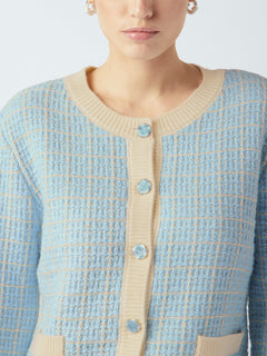Yaslivia Ls Short Knit Cardigan S. - Birch Clear Sky