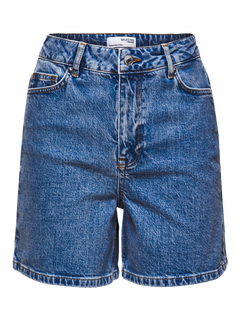 Krista Hw Mid Blue Denim Shorts - Medium Blue Denim