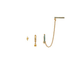 Turquoise Ear Party With Chain Link Cuff - Turquoise