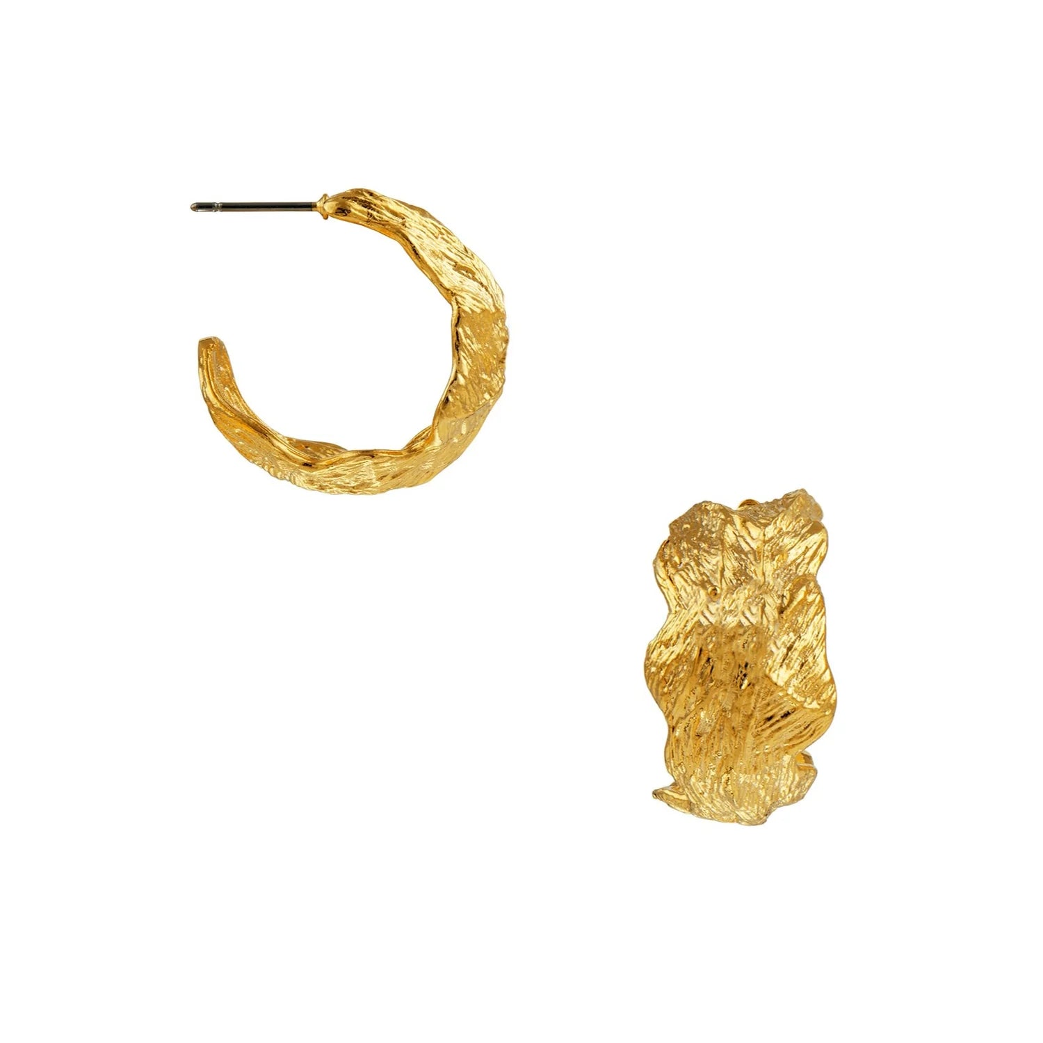 Hammered Leaf Hoop Pale Gold main image 1