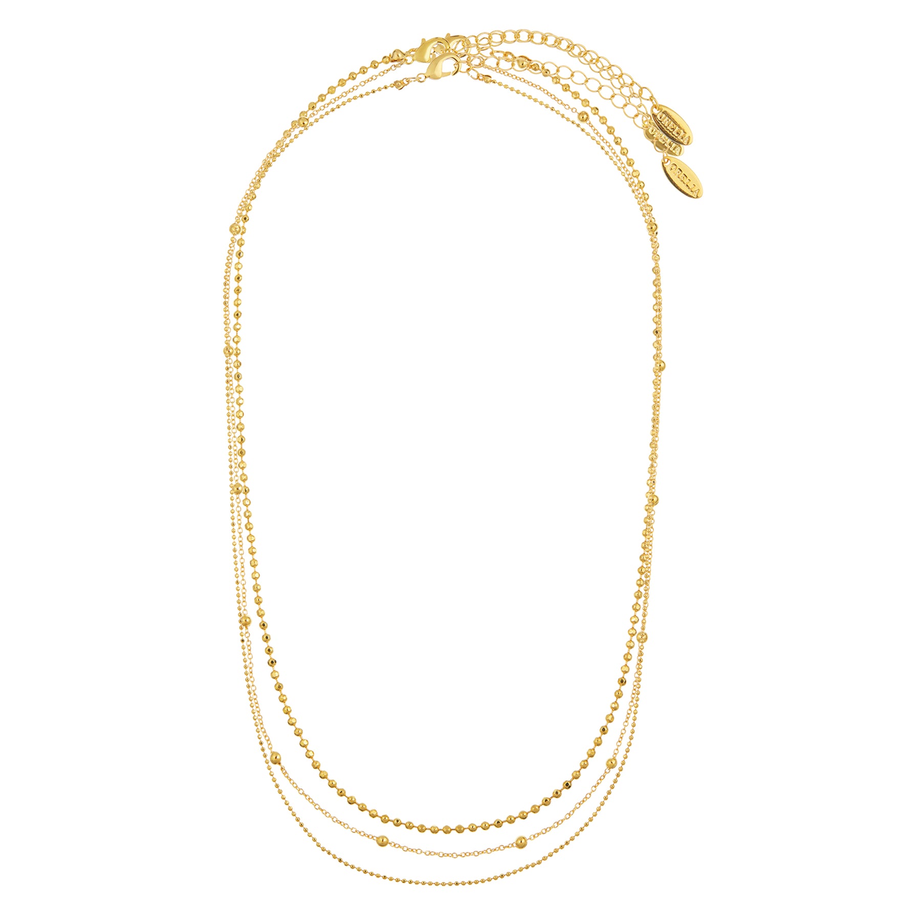 Chain 3 Rows Orelia - Smykker - Fine Ball Chain 3-Row Necklace - Pale Gold - Villoid