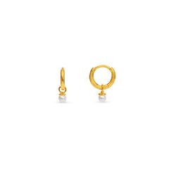 Mini Micro Pearl Drop Earrings - Gold