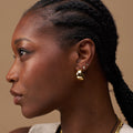 Tiny Curved Crystal Stud Earring - Gold