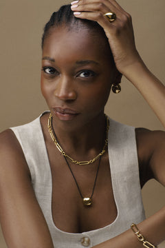Statement Domed Tapered Earring - Gold