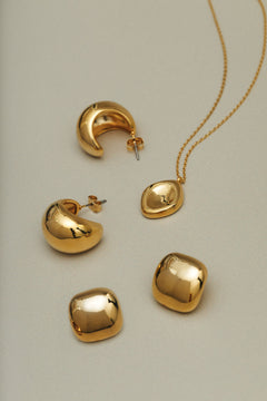 Statement Domed Tapered Earring - Gold