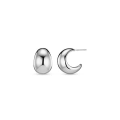 Statement Domed Tapered Earring - Silver