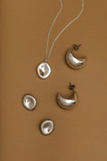 Statement Domed Tapered Earring - Silver