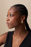 Statement Voluminous Curved Drop Earring - Gold