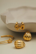 Statement Voluminous Curved Drop Earring - Gold