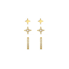 Crystal Star & Micro Pave Hoop Pack - Pale Gold