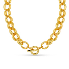 Textured Jumbo Link Necklace  - Pale Gold