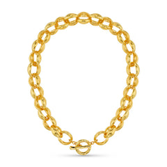 Textured Jumbo Link Necklace  - Pale Gold