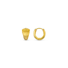 Textured Fan Small Hoop  - Pale Gold