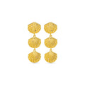Statement Embellished Shell Drop Earrings - Pale Gold