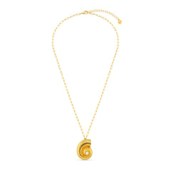 Textured Ammonite Statement Necklace - Pale Gold