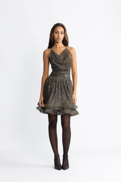 Shine Mini Dress - Black Silver Gold
