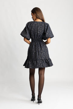 Svanhild Brocade Dress - Navy