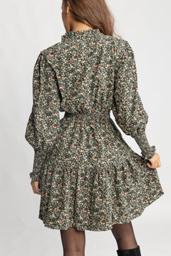 Evina Cord Print Dress - Green