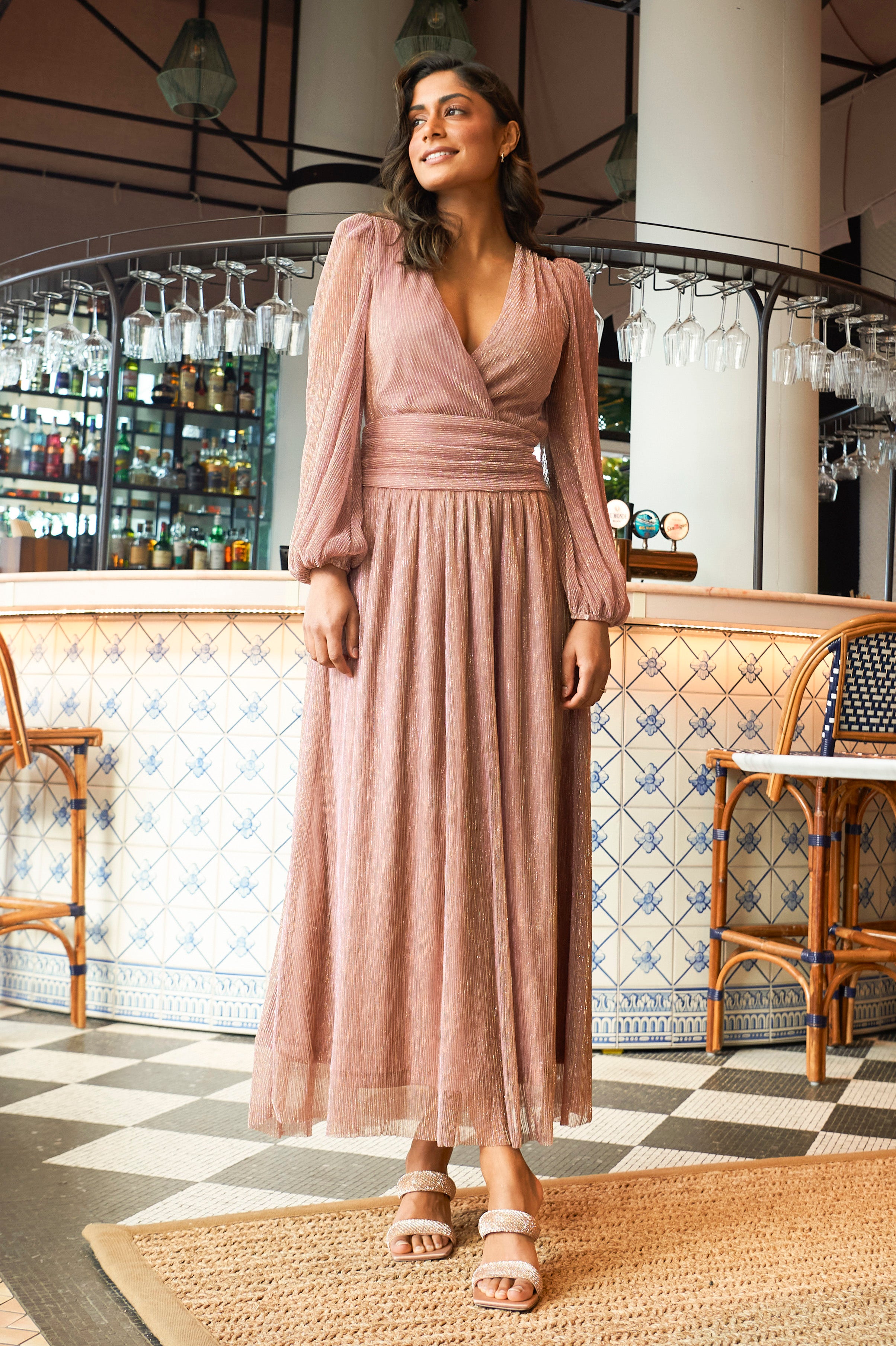 Alva Sparkle Dress - Pink Gold