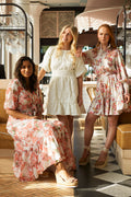 Saga Wide Dress - White Exotic Garden