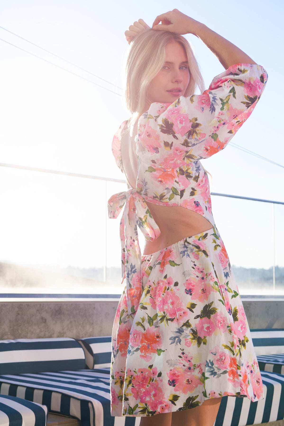 Eva Linen Dress - Pink Peony