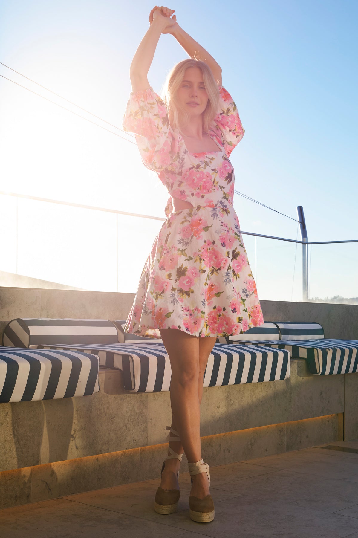 Eva Linen Dress - Pink Peony