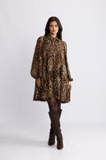 Jofrid Bow Mini Dress - Leopard